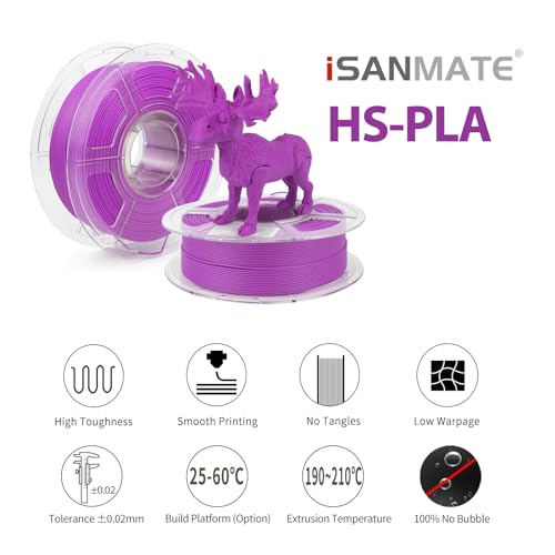 Image of iSANMATE High Speed PLA 3D Printer Filament, Matte Violet PLA Filament 1.75mm Designed for High Speed 30-600mm /s, Fast Printing Speed PLA, Dimensional Accuracy ±0.02mm, 1kg Spool (2.2lbs)