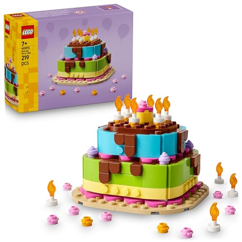 LEGO Le Gâteau d'anniversaire - Jeu de Construction - Loisirs Créatifs Enfant - Maquette avec 10 Bougies, Glaçage & Fleurs Colorées - Décoration de Table - Cadeau...