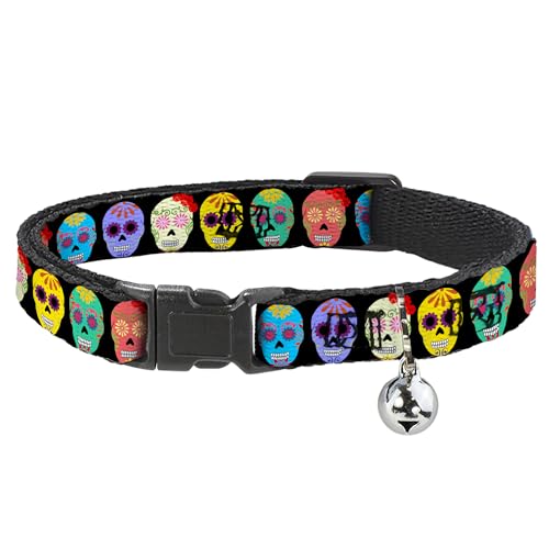 Collar para gato calaveras Buckle-Down ajustable con cierre breakaway de seguridad 2