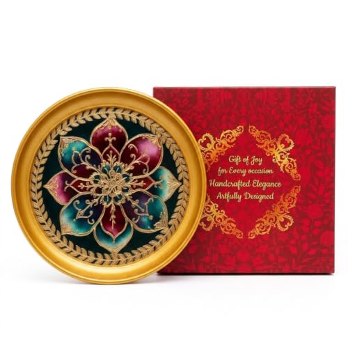 R Ayurveda Copper Mandala Metal Tray - 6.75 Inch Size Decorative ...