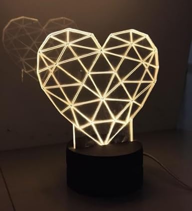 buzzybirds corian Sign 3D Illusion Led Lamp Pack of 1(Engraving On Acrylic) Home Office Gifting (Heart)