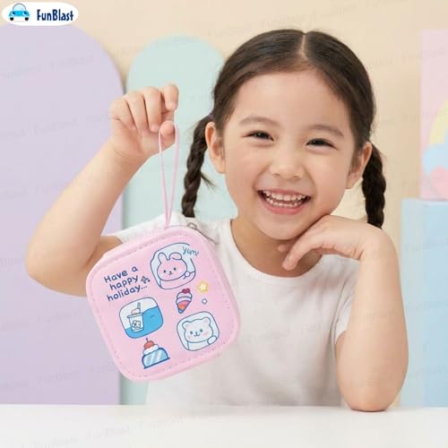 Image of FunBlast Square Coin Pouch for Kids - Cute Cartoon Design Mini Purse, Multipurpose Coins Pouch, Small Zipper Wallet for Kids & Girls, Kawaii Coin Bag (PinkRandom-)