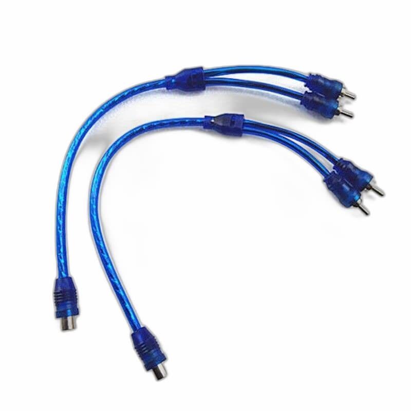 2 channel Phono Splitter Cable Blue (2 Male to 1 Female), 30cm - Image 2