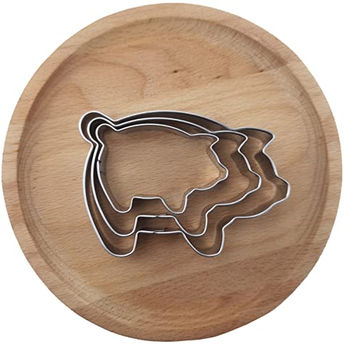 Mini Pig Shaped Cookie Cutter Set Of 3 Pcs, Stainless Steel Piggy Fondant Cutters #TOP7