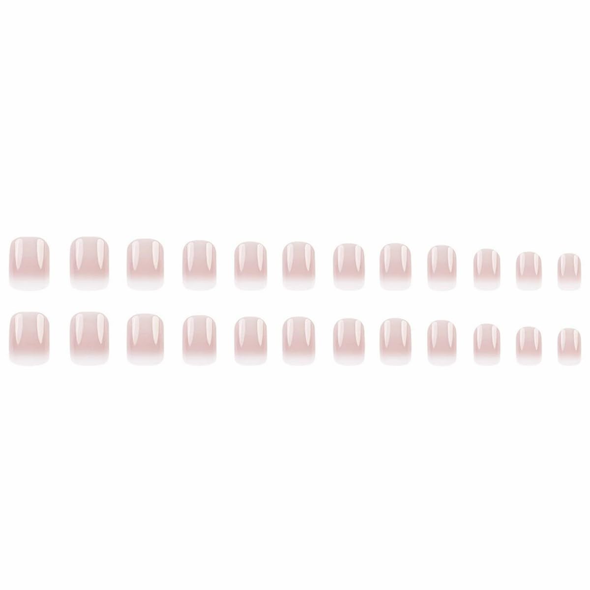 Short Square Press on Nails French Fake Nails Ombre Acrylic Nails Press on Full Cover Glossy Glue on Nails Artificial Stick on Nail for Women Manicure Decoration 24PCS