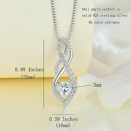 Women Infinity Necklace 925 Sterling Silver Twist Birthstone Pendant with Chain Cubic Zirconia Jewelry3