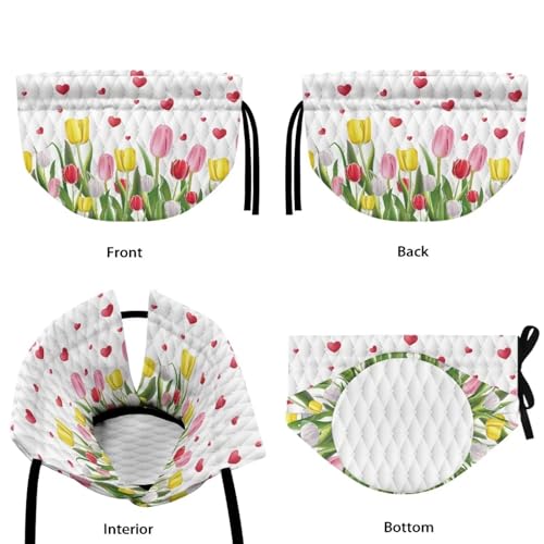 Image of Floral Tea Cozy for Teapot Small Tea Cosies Tulip Flower Design, Kitchen Tea Kettle Dust Cover Cloth Cover for Breakfast Pot Coffee Pot Protector Tabletop Decorations