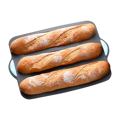 Hoagie Roll - Bandeja de cocina para baguete, moldes antiadherentes para masa de hojalata | 24 x 34,5 cm, bandeja de pan artesanal, molde comercial de silicona para hornear pasteles, pasteles y panes