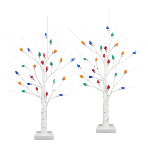 [ Timer ] Ruidazon 2 Pack Lighted Birch Tree, 26