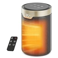 Heizlüfter Energiesparend, 1500W PTC Keramik Elektrischer Heizlüfter mit Thermostat, ECO-Modus, Leiser, Fernbedienung, 24 Std Timer, Überhitzungs- & Kippschutz, Elektroheizung für Räume Schlafzimmer