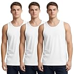 Bahob® New Mens Vest Multi Pack Lot Basic Regular Fitted Cotton Tank Top Athletic Soft Assorted Pack of 3 (3 Pack White Large)
