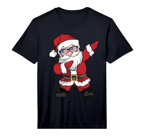 Dubbing Santa with USA Flag Christmas Performance T-Shirt