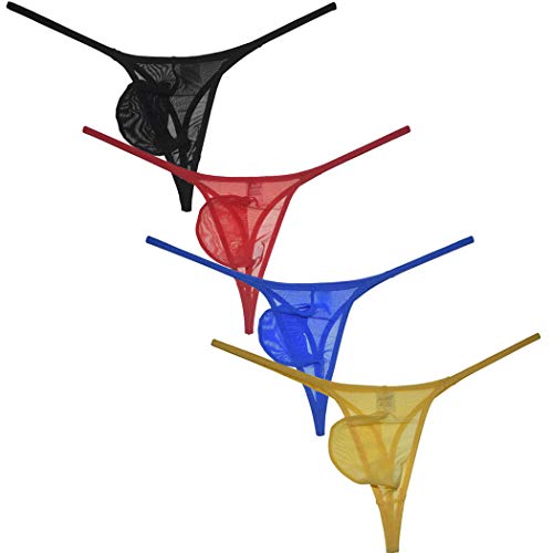 Men's See-through Bulge Thong Underwear Sheer Mesh String Tangas Show Much T-back