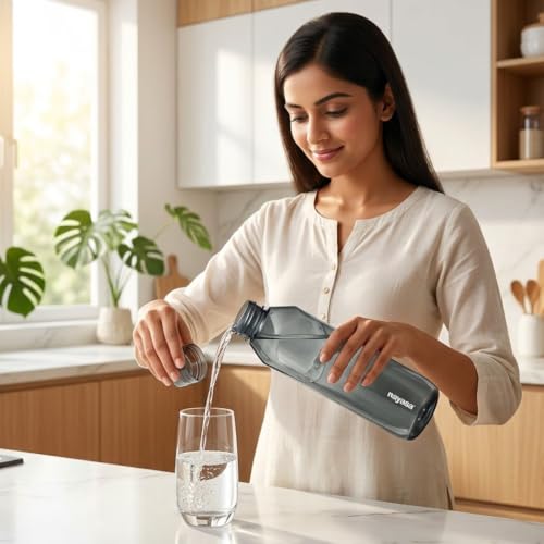 Image of Nayasa Space Plastic Water Bottle 1150 ml | Set of 5 | BPA-Free Fridge Bottle for Home, Office, School, Gym | Leak-Proof & Durable | Grey