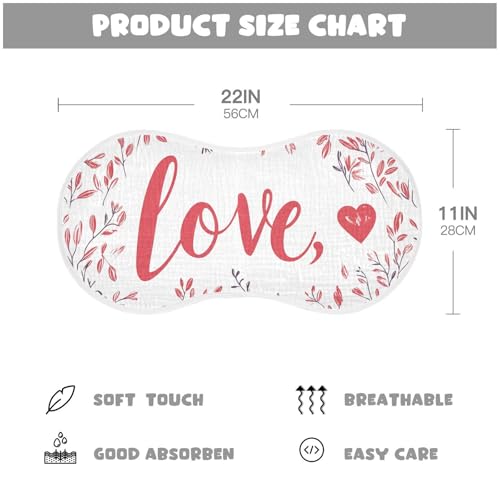 2 Pack Baby Burp Cloths, Soft Absorbent Burping Cloths for Babies, Cotton Milk Spit Up Rags, Large Size for Newborns, Baby Boys and Girls (Love Prints)4