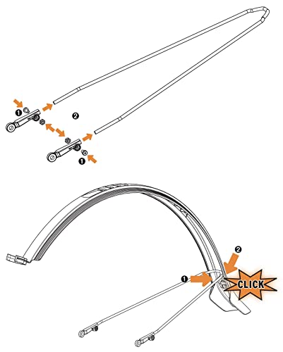 SKS GERMANY Velo 42 URBAN Set 28' Schutzblech-Set inkl. Streben (Spritzschutz für City- und Trekkingräder, für Reifenbreite 28-38 mm, Winkelbefestigung, inkl. Streben mit ESC-System)