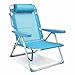 TIENDA EURASIA – Silla Playa Plegable | Metal y Tela de Textileno | 48x62x85 cm | Multiposiciones Reclinable | Azul Turquesa | Diseño Arabesque | Refuerzo en Las Patas