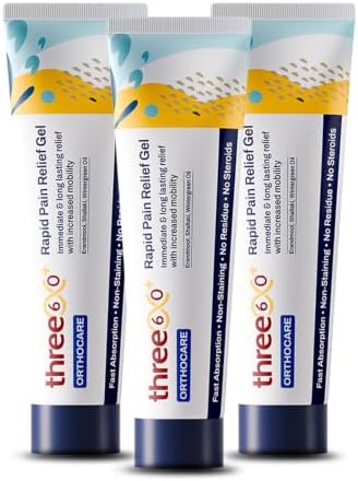 three60+ Rapid Pain Relief Gel for Joint & Muscle Comfort | Erandmool, Nirgundi, Shallaki & Wintergreen Oil | Fast-Absorbing, Non-Staining | 50 g Pack of 3