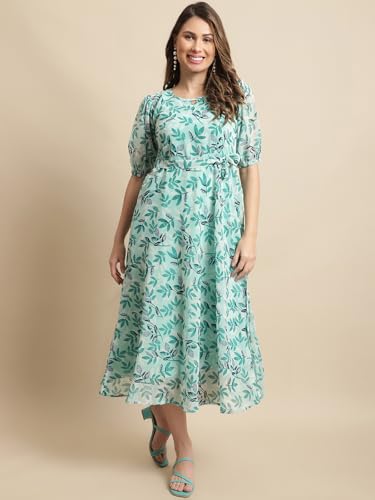 Image of Tee Projekt Women's Georgette Maxi Dress| Digital Print Floral Printed Western Ethnic Gown |Maxi Dress Casual Wear