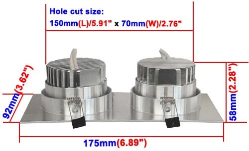 6W(2x3W) Dimmable Dual-Head LED COB Reccessed Ceiling Spot Light Fixture Bulb Cabinet Lamp Silver Kit Warm White
