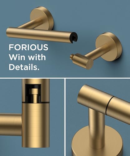 Image of FORIOUS Toilet Paper Holder Wall Mount, Stainless Steel Rustproof Double Post Pivoting Tissue Roll Holder for Bathroom, Commercial Toilet Paper Dispenser, Brushed Gold