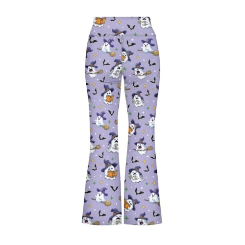 Image of Girls Leggings Floral Print High-Waisted Flared Pants 5-14 Years