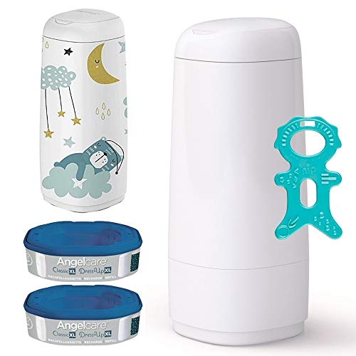 Angelcare® Dress-Up XL Starter-Set: Windeleimer Dress-Up XL + 2 Nachfüllkassette + Dress-Up Bezug Sleepy Bear