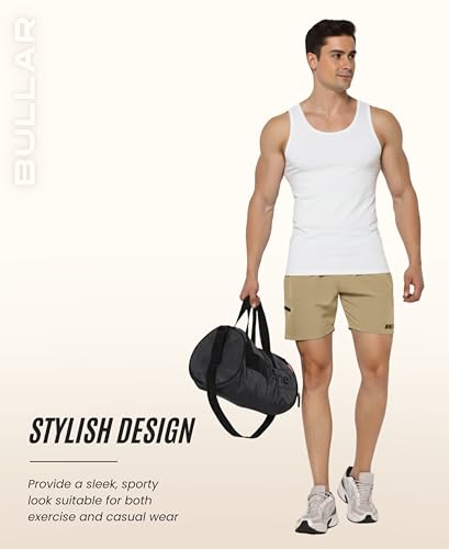 Image of BULLAR Premium Polyester Training Shorts Combo, Gym wear, Running, Sports,Workout Dryfit, Quick Dry Shorts with Drawstring