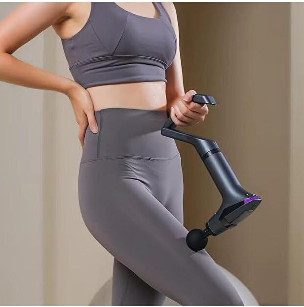 SMAYLING Ergonomik Masaj Tabancası - Uzatma Aparatı & Germe Bandı Dahil | 3200 RPM Derin Doku Masaj Cihazı | 4 Başlıklı, Dijital Göstergeli, 1800mAh Taşınabilir Kas Masaj Aleti
