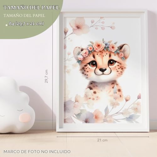 Miniatura 3 de Ayurvana Láminas Personalizadas Bebé Niña - Set 3 Láminas Animales Safari Con Inicial Y Nombre - Cuadros Sin Marco Decoración Habitación Infantil - Regalo Nacimiento, Bautizo, Baby Shower A3 Poster