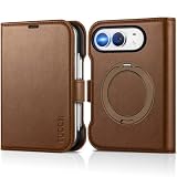 TUCCH Case Wallet with Ring Stand for iPhone Duo (7.6") 2026, Brown | Adjustable 360° Rotating Kickstand, RFID Blocking, 3 Card Slot, PU Leather, Magnetic, PC Shell, Protective Flip Folio Cover