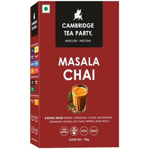 Image of Cambridge Tea Party 8 Spices Masala Chai Patti Tea Powder Ctc, 100 Gram, Black Tea