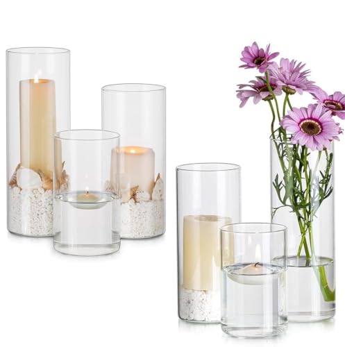 JMIATRY 6er Set Windlicht Glas, Kerzengläser 10/15/20cm Hoch, Glaszylinder für...