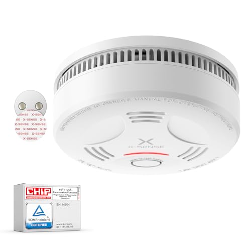 X-Sense Rauchmelder mit 10 Jahre Batterie und Magnethalterung, Feuermelder, TÜV Rheinland-Zertifiziert, mit Stummschalt- und Selbsttest-Funktion, SD11, 1er Set