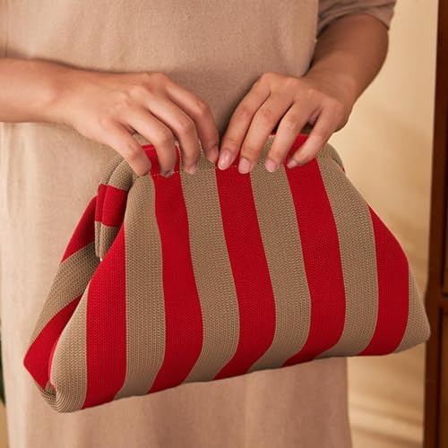 Gehäkelte Clutch Geldbörse - Colorblock Design Mit Kussverschluss