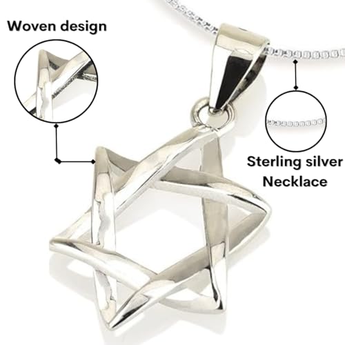 925 Sterling Silver Star of David Necklace for Men and Women, Jewish Jewelry, Judaism, Judaica, Hebrew Kabbalah Unique Handmade Bible Blessings Israel Holy Land Gifts Souvenirs3