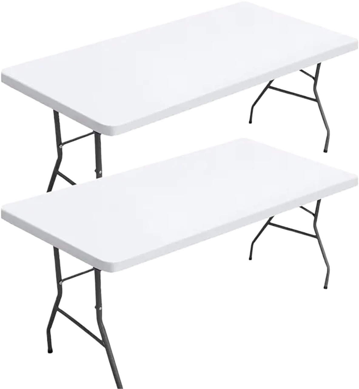 Vaeltor Stretch Spandex Tablecloth Elastic Fitted Picnic Table Cover Washable Folding Rectangle Polyester(White,6FT 76x183cm)