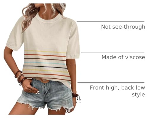 Image of Zeagoo Womens Summer Tops Dressy Casual Short Sleeve Sweaters Crew Neck Lightweight Knit Tops Loose Blouse Basic Shirts