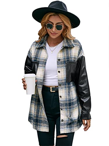 Veste-chemise pour femmes en flanelle à carreaux DGKaxiyaHM