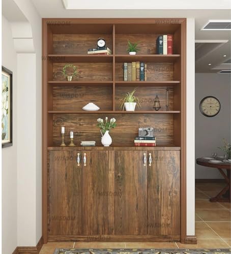 Image of WISDOM Gold Brown Wood Contact Paper Peel and Stick Countertops Waterproof Wood Wallpaper for Cabinets Table Furniture Self Adhesive Removable 24X200 Inch