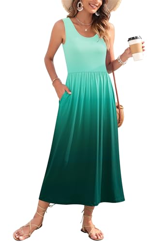 Image of WNEEDU Women's Summer Maxi Dress Casual Sleeveless Sundress