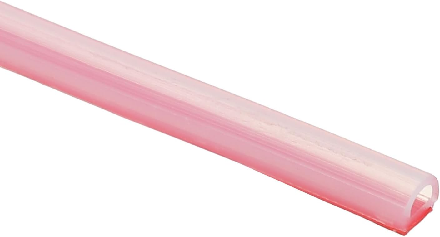 PATIKIL Silicone Weather Stripping Door Seal, 9.8 ft D Shape Weather Stripping Self Adhesive Door Seal Strip for Door Frame, Window Sealing, Large Gap, 1/5" Wx5/128 Tx5/32 H, Clear/Red