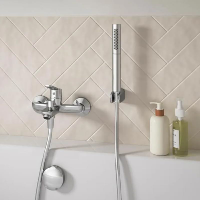 Pack baignoire droite 180 x 80 JACOB DELAFON Elise + mitigeur bain douche chromé + vidage