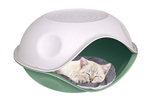 GEORPLAST Hundehütte für Katzen und Hunde, mit Kissen - Verde/Avorio