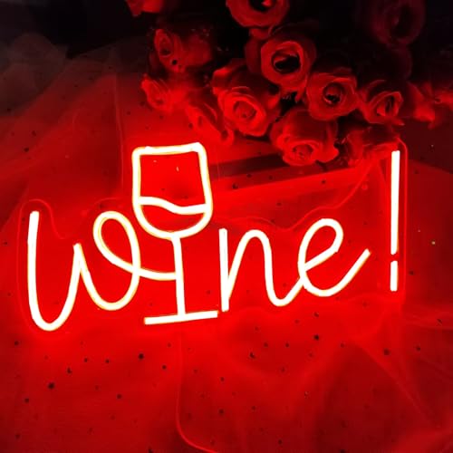 Image of Acrylic Wine Neon Sign for Wall or Window Background Decor,LED Dimmable Bar Neon Decorative Cocktails Light Handmade Art Lamp for Home Pub Wedding Party Bar Studio,5V USB Powered