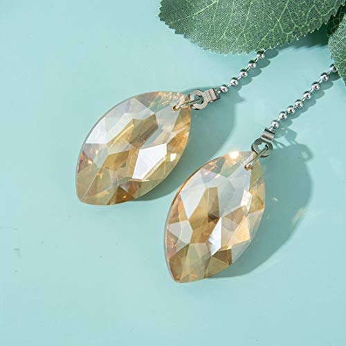 Image of 2 PCS Crystal Champagne Prism Drop Ceiling Fan Pull Chain Extender Decorative Switch