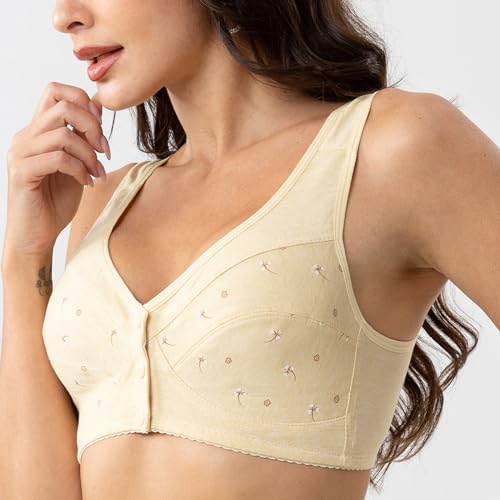 Daisy Bras for Older Women Comfort Soft Breathable Bra Wireless Front Closure Bras2