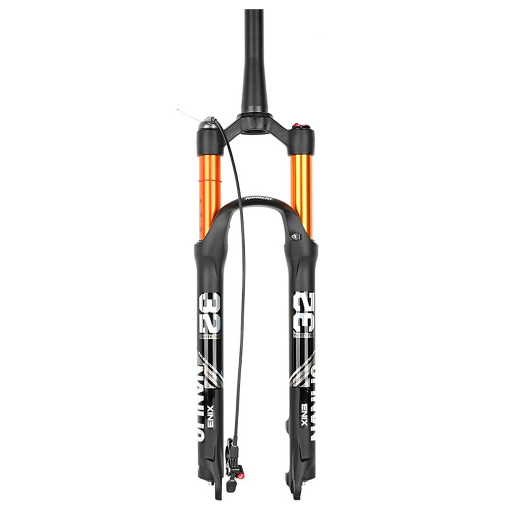 Forcella ammortizzata ad aria per MTB da 120 mm, 26, 27,5, 29", con controllo della linea, in lega di magnesio, ideale per mountain bike, QR 9 x 100 mm, freno a disco, tubo conico, in