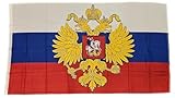 Fahne Flagge Russland mit Wappen - 90 x 150 cm