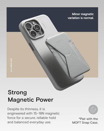Image of MOFT Magnetic Wallet Stand Compatible with iPhone 16 /15 /14 /13 /12 Series, Angle Adjustment & MOVAS Phone Stand, Light Cement